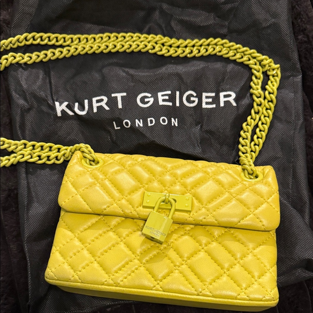 Kurt Geiger Vibrant Yellow Quilted Shoulder Bag